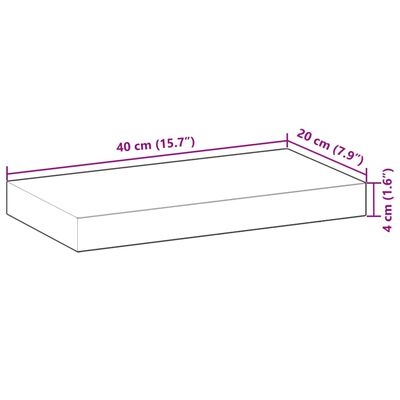 vidaXL 3 db kezeletlen tömör akácfa függőpolc 40 x 20 x 4 cm