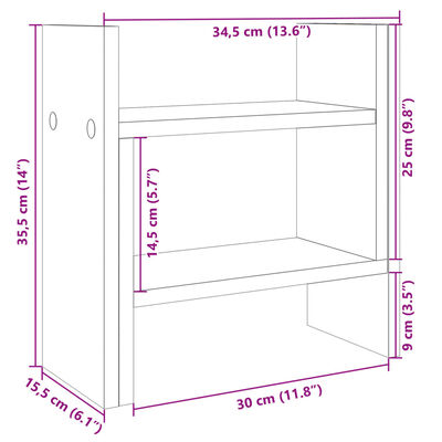 vidaXL barna tölgy színű szerelt fa asztali szervező 34,5x15,5x35,5 cm