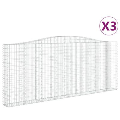 vidaXL 3 db íves horganyzott vas gabion kosár 400x30x160/180 cm