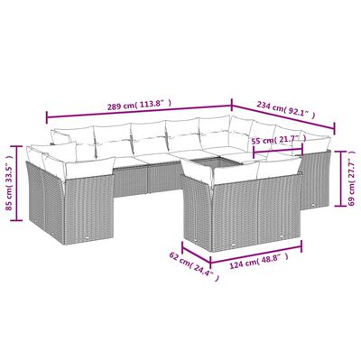 vidaXL 12 részes barna polyrattan kerti ülőgarnitúra párnákkal