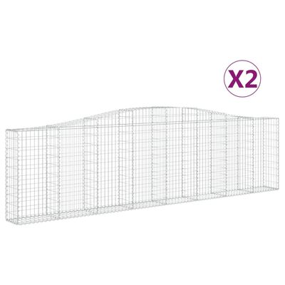 vidaXL 2 db íves horganyzott vas gabion kosár 400x30x100/120 cm