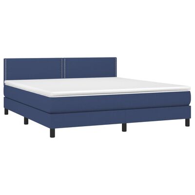vidaXL kék szövet rugós és LED-es ágy matraccal 160x200 cm