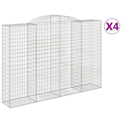 vidaXL 4 db íves horganyzott vas gabion kosár 300x50x200/220 cm