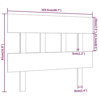 vidaXL fekete tömör fenyőfa ágyfejtámla 103,5x3x81 cm