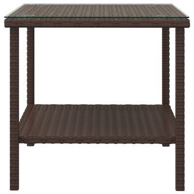 vidaXL barna polyrattan és edzett üveg kisasztal 45 x 45 x 45 cm