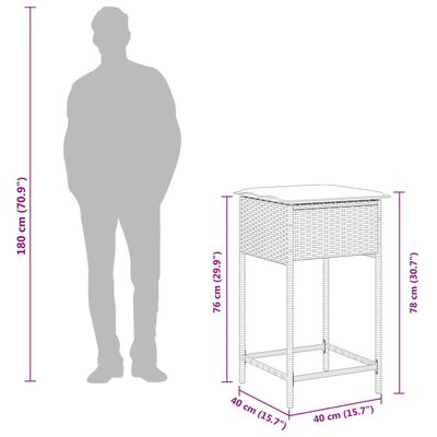 vidaXL 5 részes barna polyrattan kerti bárszett párnákkal