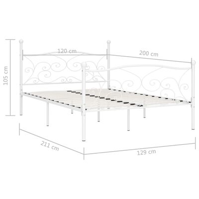 vidaXL fehér fém ágykeret lécezett ágyráccsal 120 x 200 cm