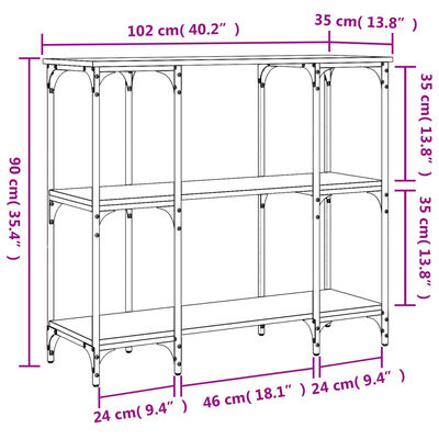 vidaXL füstös tölgy színű szerelt fa tálalóasztal 102x35x90 cm