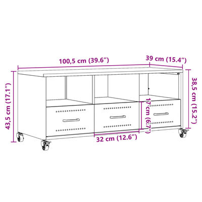 vidaXL mustársárga hidegen hengerelt acél TV-szekrény 100,5x39x43,5 cm