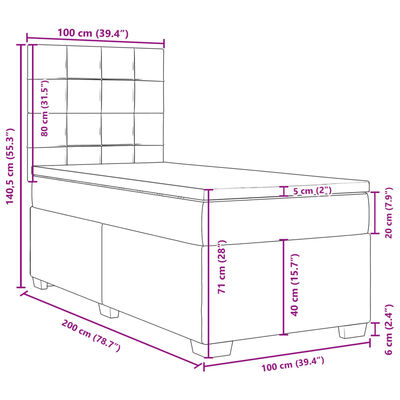 vidaXL tópszínű szövet rugós ágy matraccal 100 x 200 cm