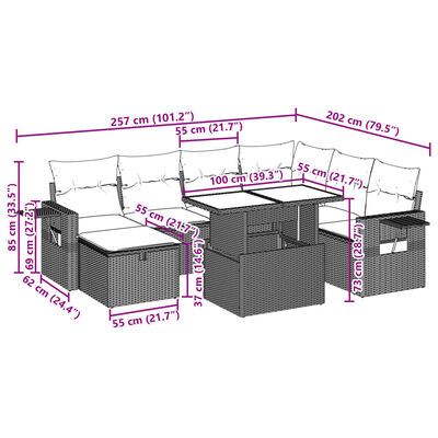 vidaXL 8 részes barna polyrattan kerti ülőgarnitúra párnákkal