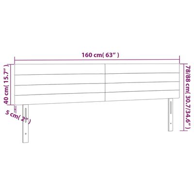 vidaXL sötétszürke bársony LED-es fejtámla 160x5x78/88 cm