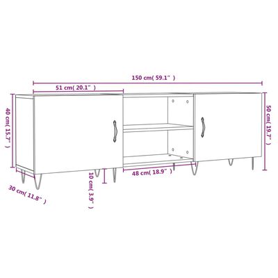 vidaXL fehér szerelt fa TV-szekrény 150 x 30 x 50 cm