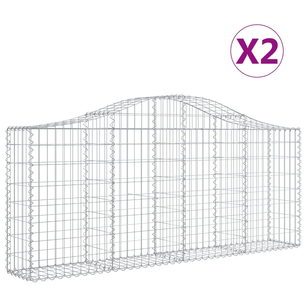 vidaXL 2 db íves horganyzott vas gabion kosár 200x30x80/100 cm