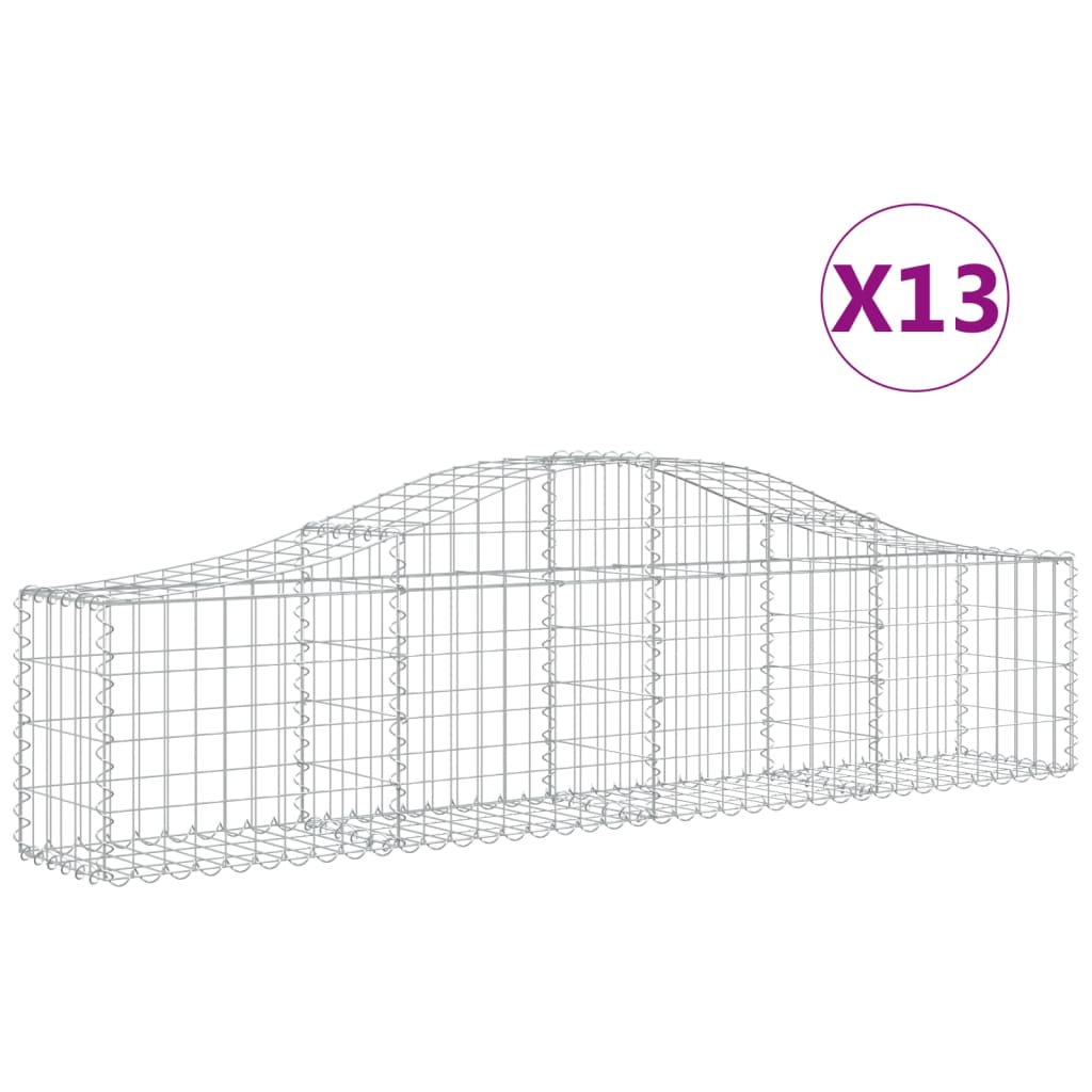 vidaXL 13 db íves horganyzott vas gabion kosár 200x30x40/60 cm