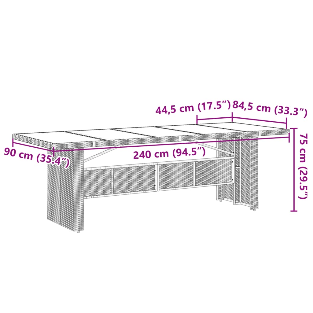 vidaXL 9 részes fekete polyrattan kerti étkezőgarnitúra párnákkal