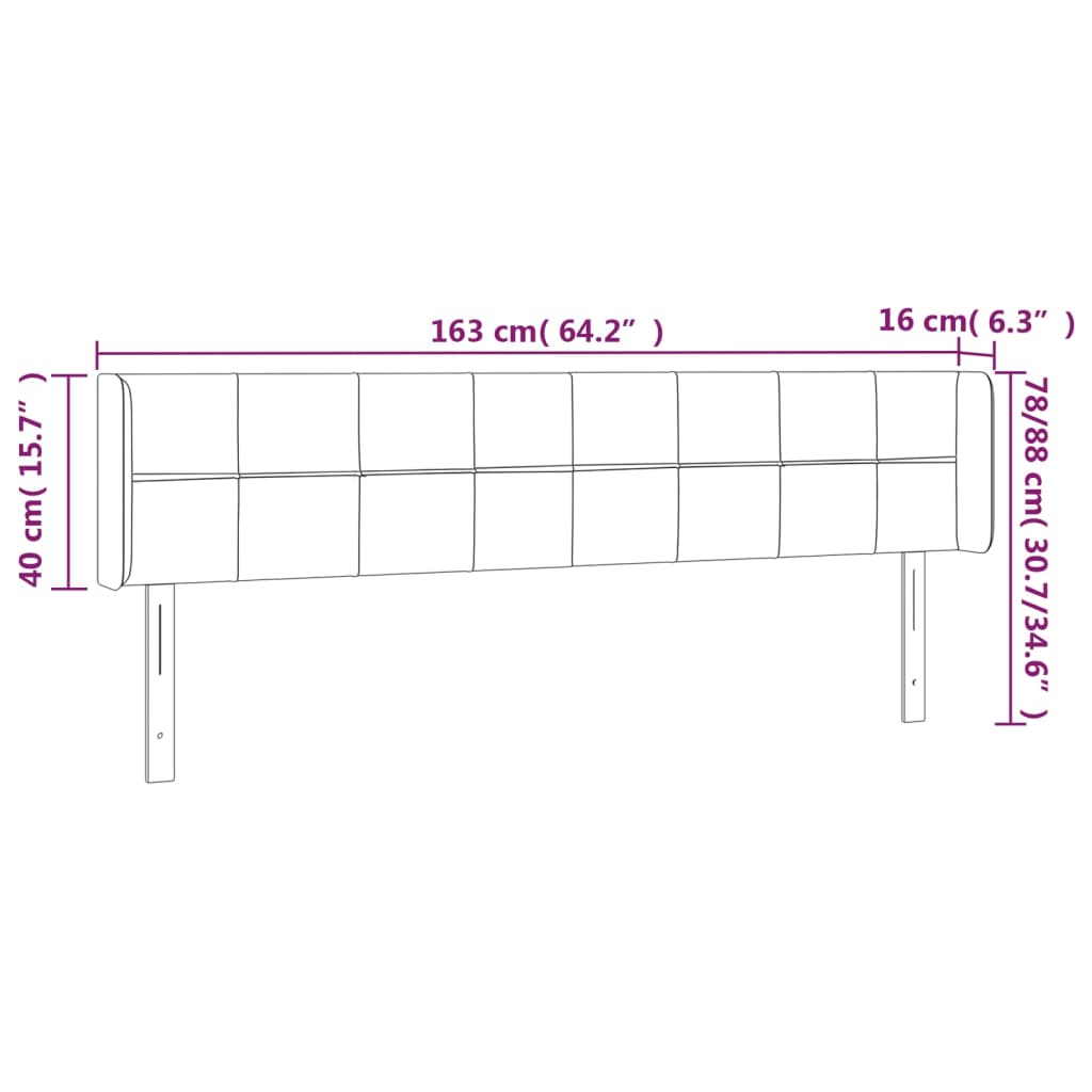 vidaXL krémszínű szövet LED-es fejtámla 163 x 16 x 78/88 cm