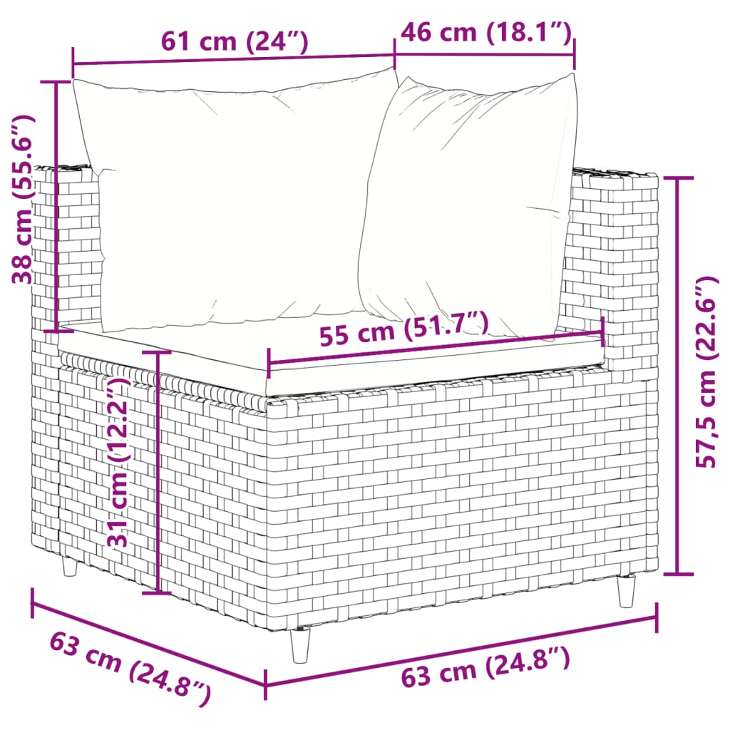 vidaXL 7 részes barna polyrattan kerti ülőgarnitúra párnákkal