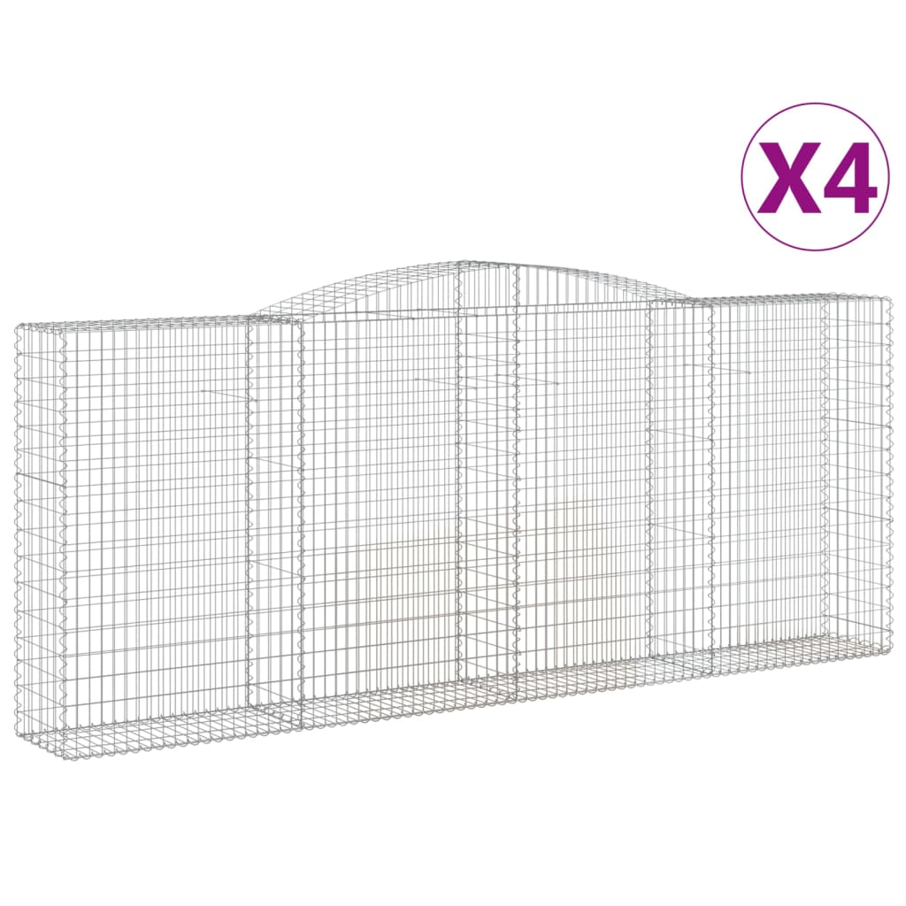 vidaXL 4 db íves horganyzott vas gabion kosár 400x50x160/180 cm