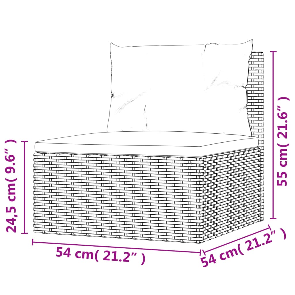 vidaXL 9 részes fekete polyrattan kerti ülőgarnitúra párnákkal