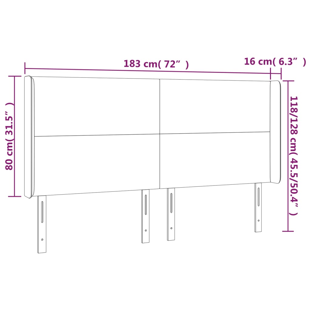 vidaXL sötétbarna szövet LED-es fejtámla 183x16x118/128 cm