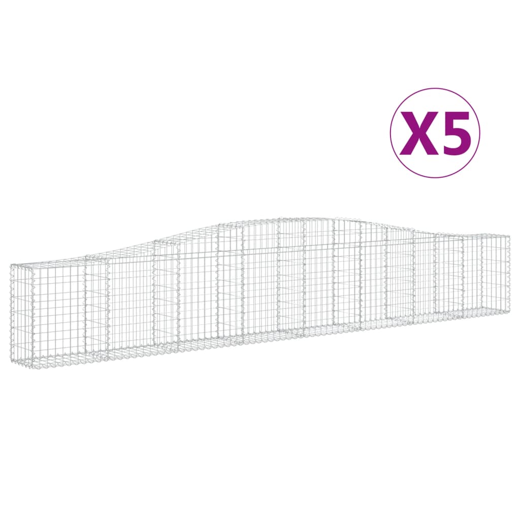 vidaXL 5 db íves horganyzott vas gabion kosár 400x30x60/80 cm