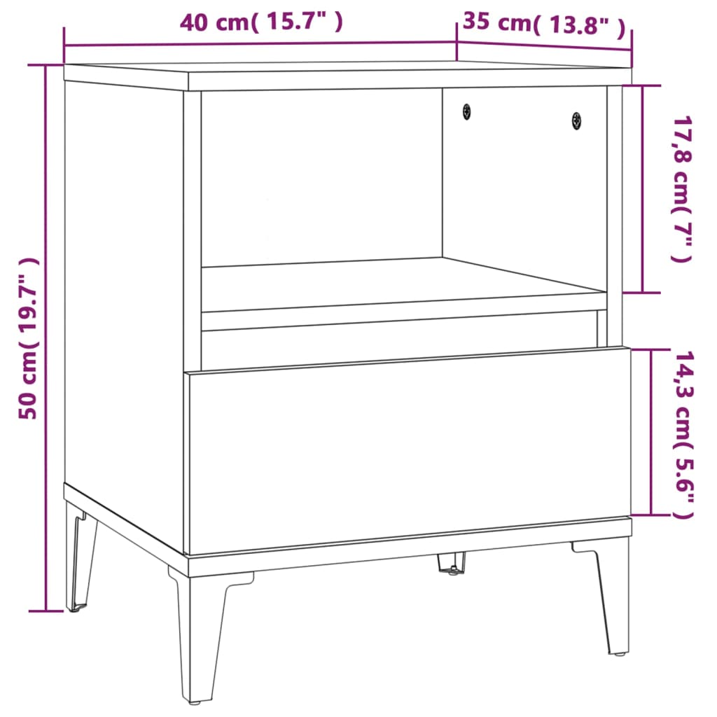 vidaXL 2 db magasfényű fehér éjjeliszekrény 40x35x50 cm