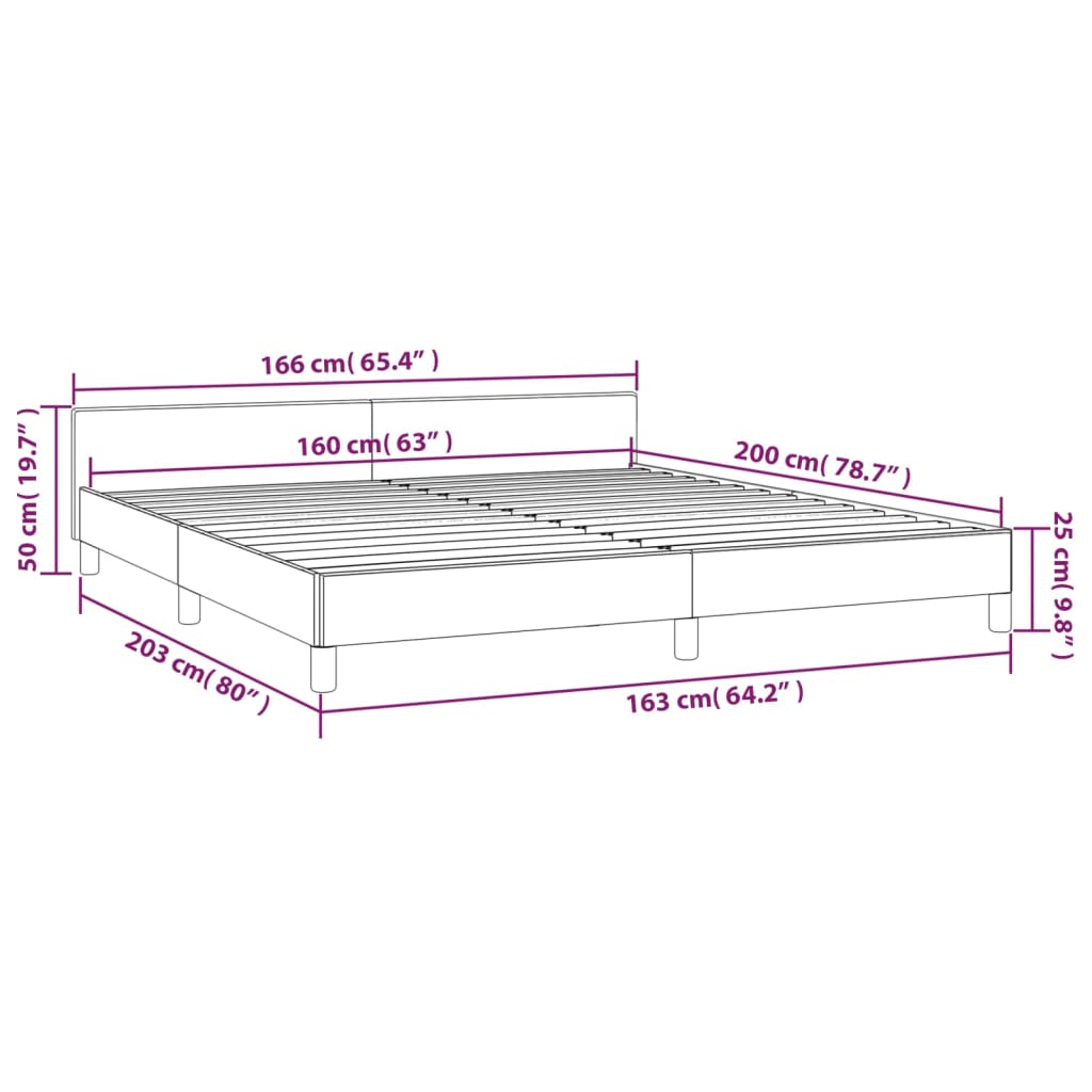 vidaXL sötétbarna szövet ágykeret matrac nélkül 160 x 200 cm