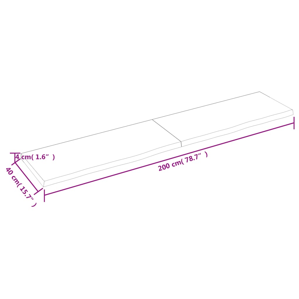 vidaXL kezeletlen tömör tölgyfa asztallap 200x40x(2-4) cm