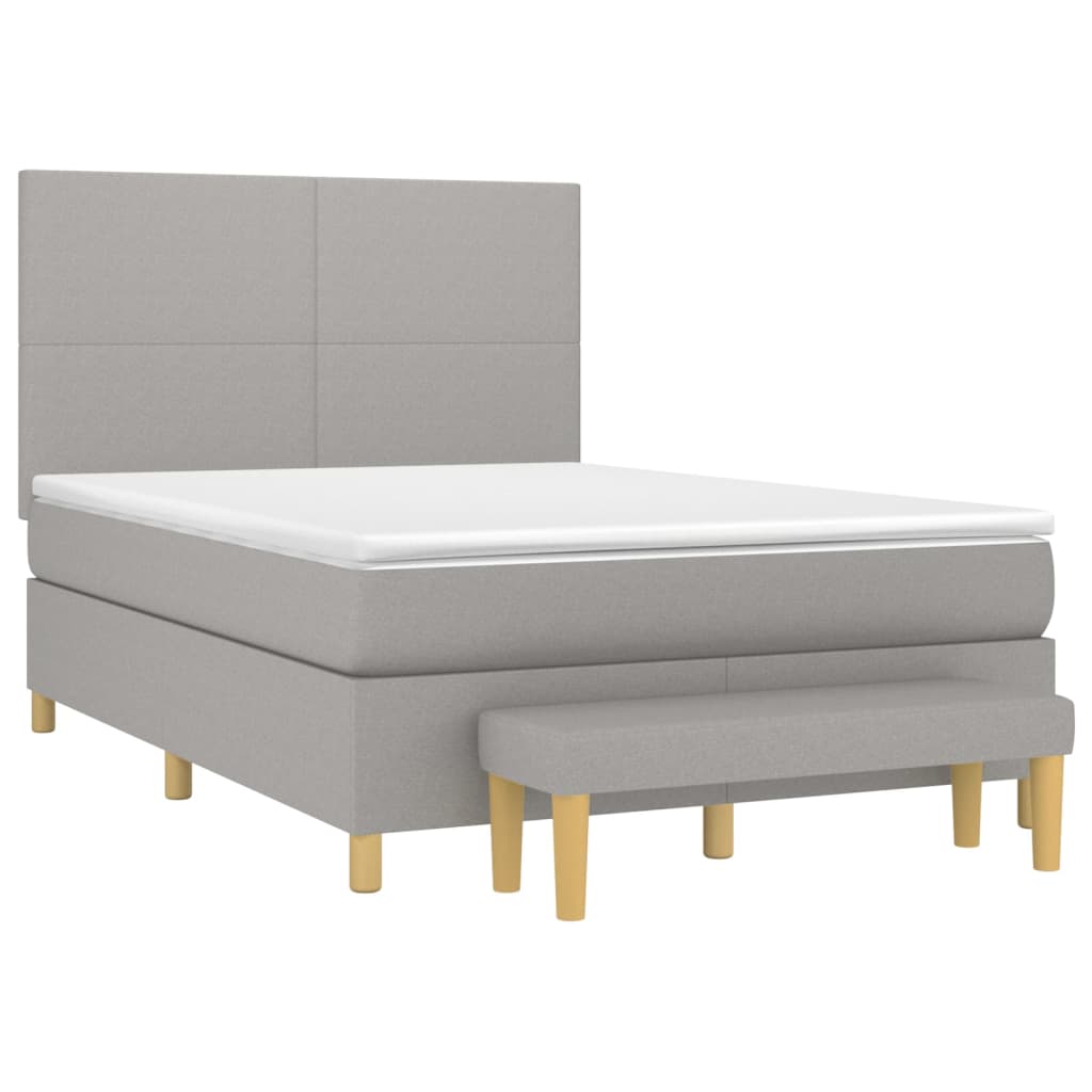 vidaXL világosszürke szövet rugós ágy matraccal 140 x 200 cm