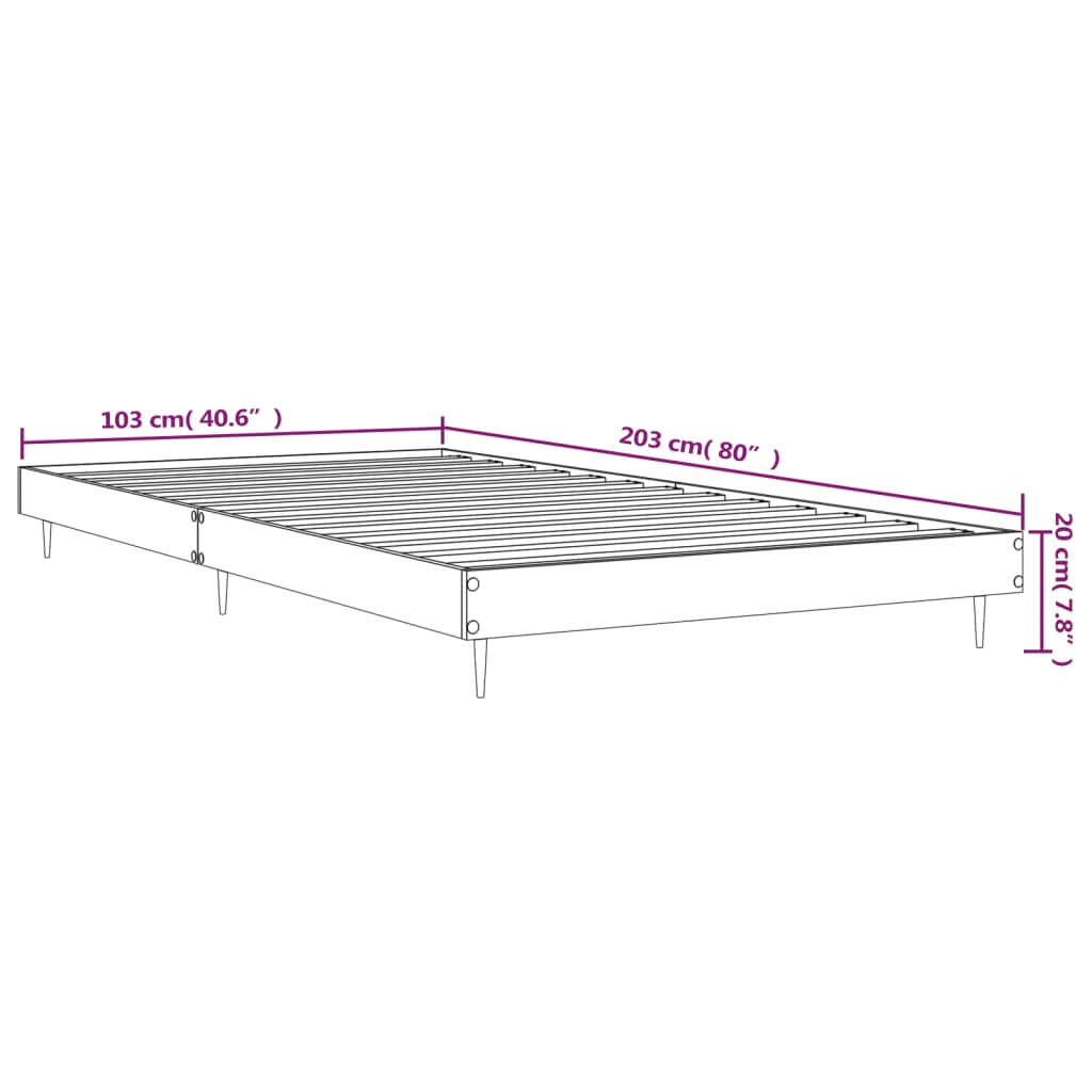 vidaXL barna tölgy színű szerelt fa ágykeret matrac nélkül 100x200 cm