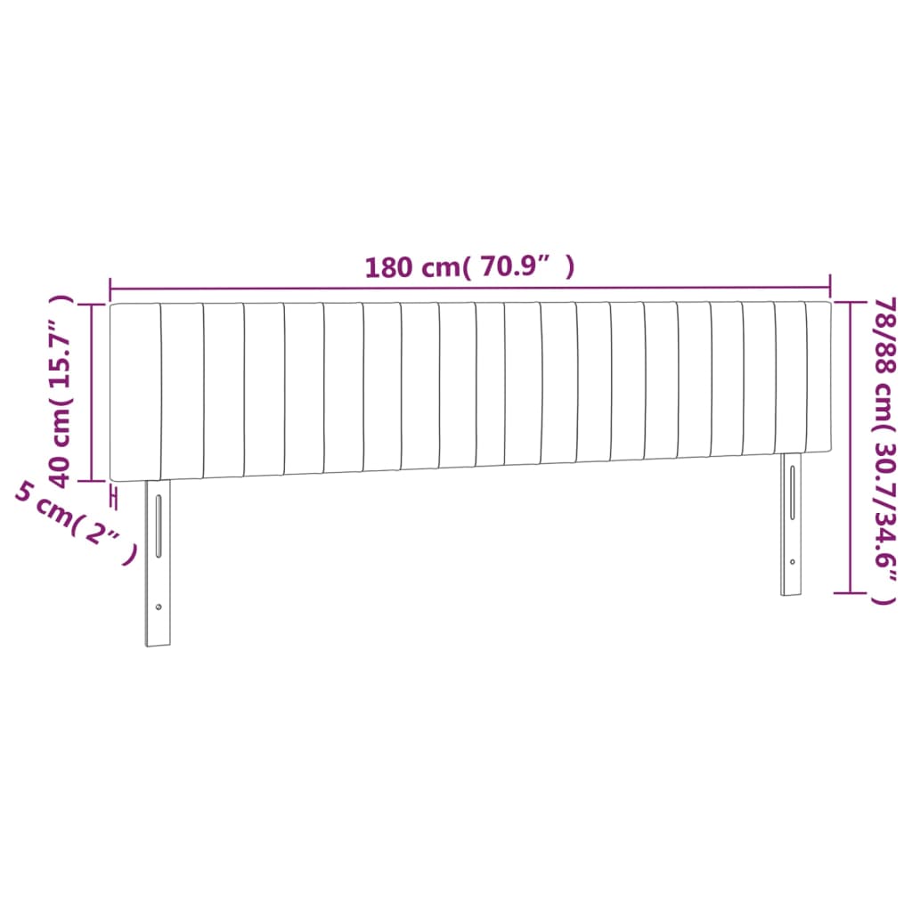 vidaXL kék szövet LED-es fejtámla 180x5x78/88 cm