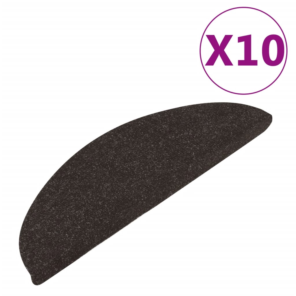 vidaXL 10 db fekete öntapadó lépcsőszőnyeg 56 x 17 x 3 cm