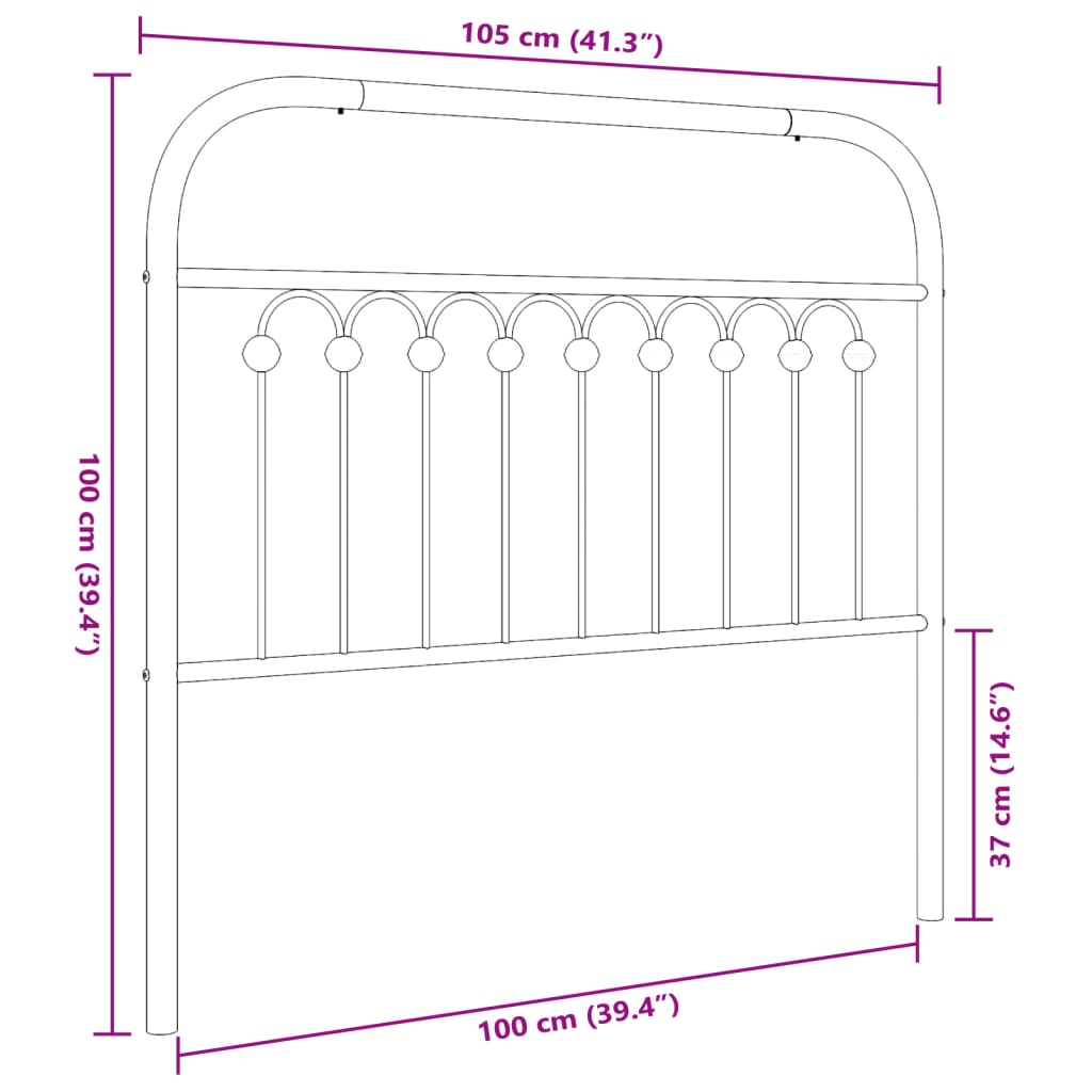 vidaXL fehér fém fejtámla 100 cm