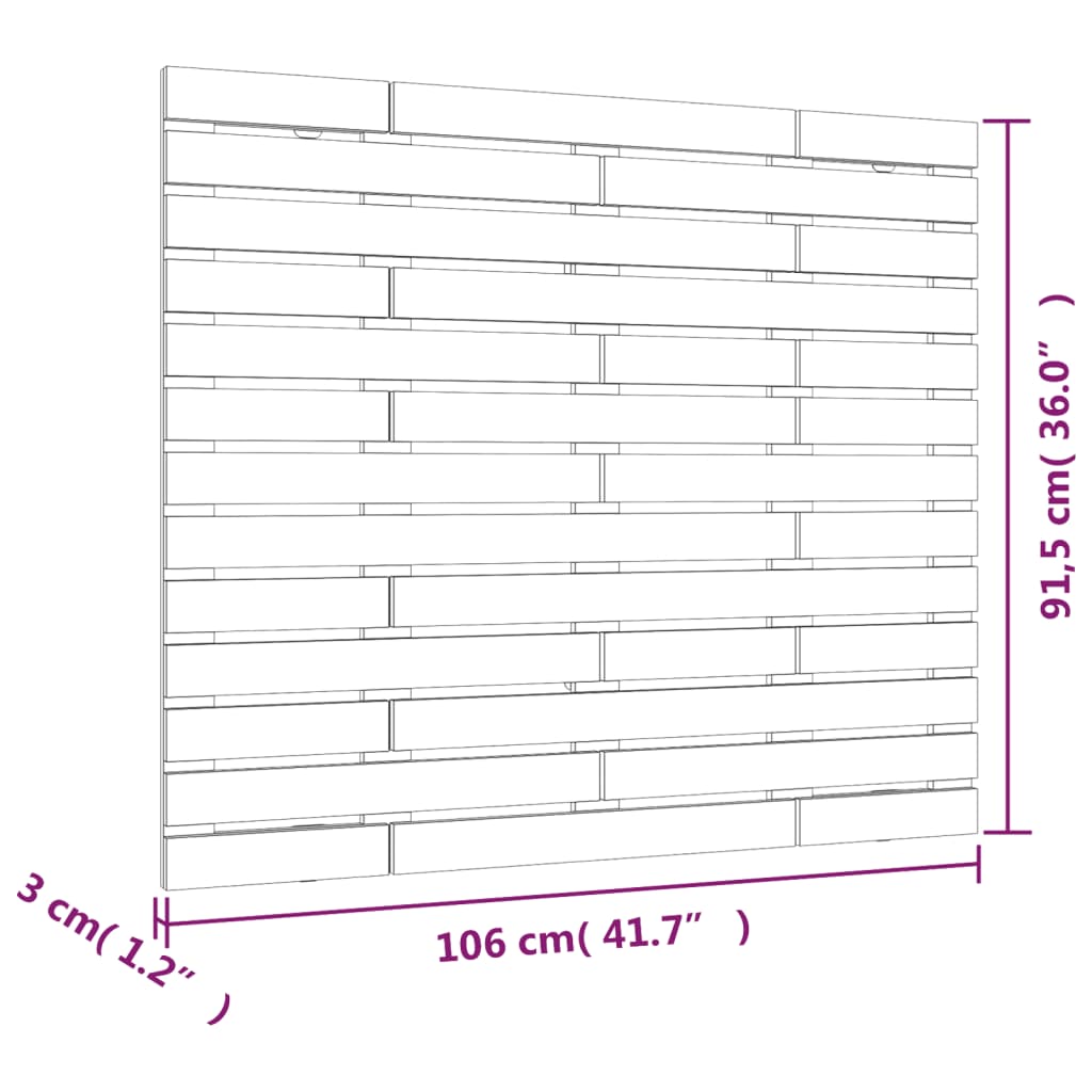 vidaXL tömör fenyőfa fali fejtámla 106 x 3 x 91,5 cm