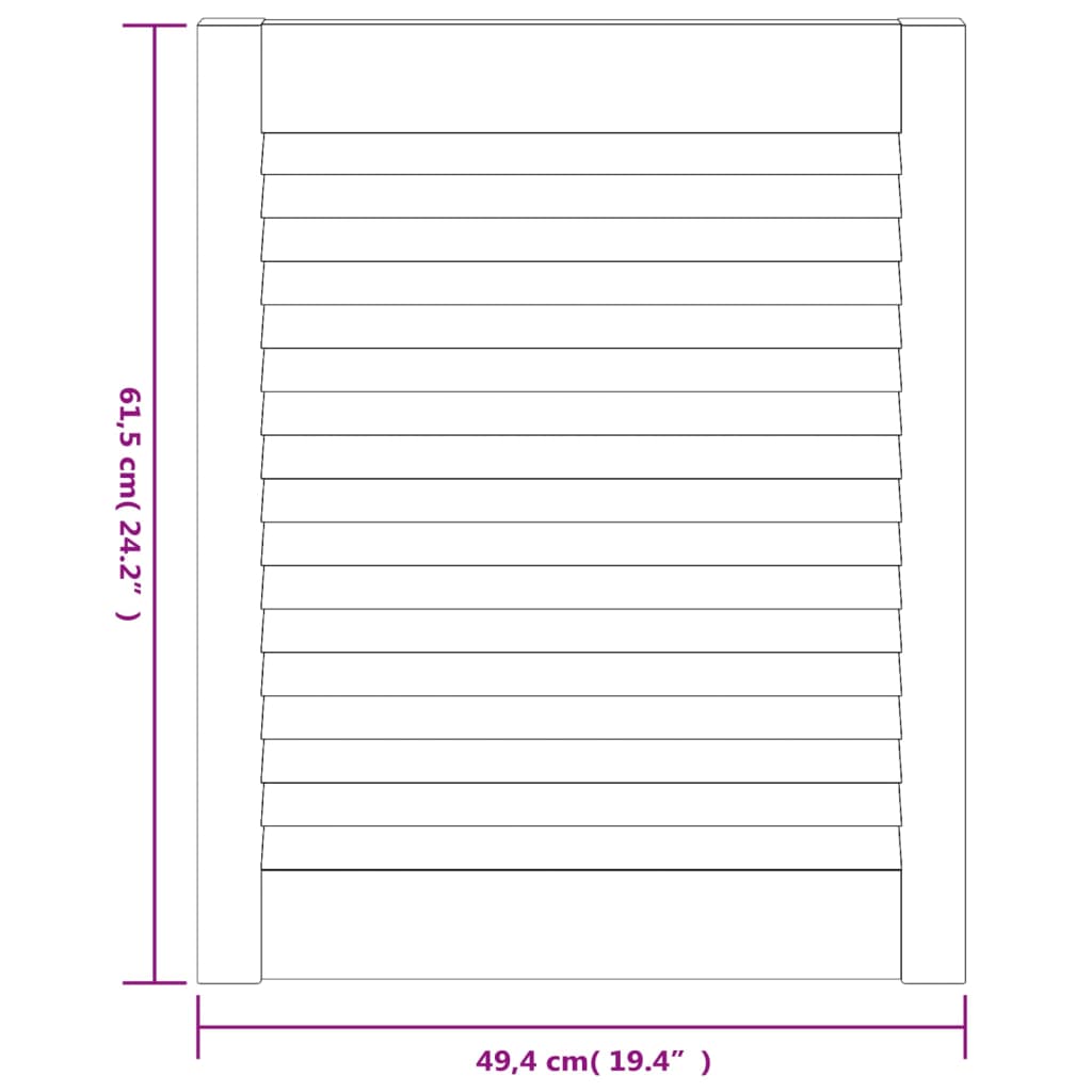 vidaXL 2 db fehér tömör fenyőfa lamellás szekrényajtó 61,5 x 49,4 cm