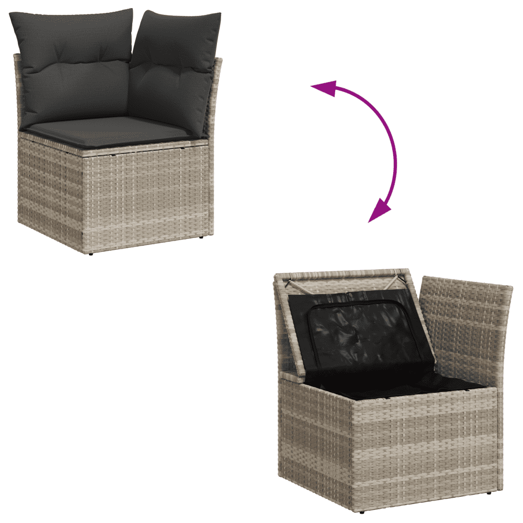 vidaXL 10 részes világosszürke polyrattan kerti ülőgarnitúra párnákkal