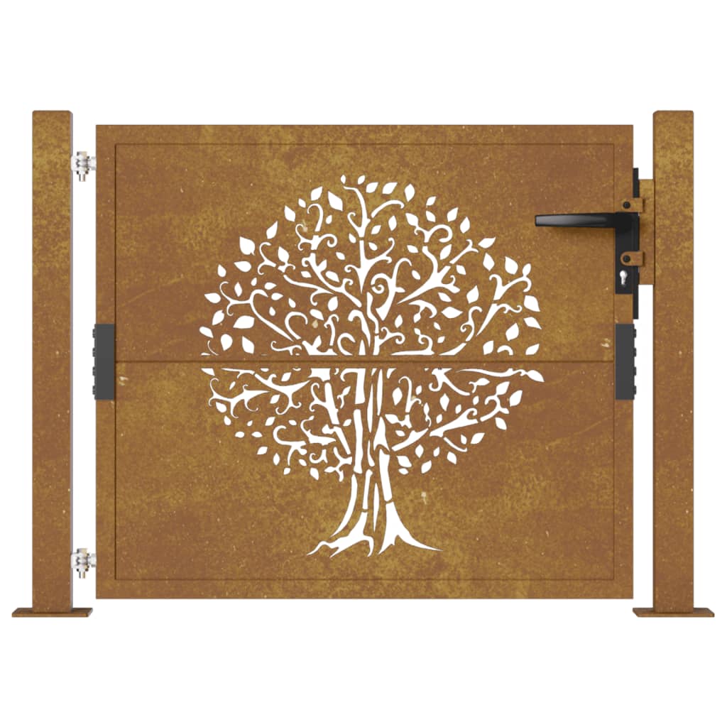 vidaXL rozsdaszínű famintás corten acél kerti kapu 105 x 105 cm