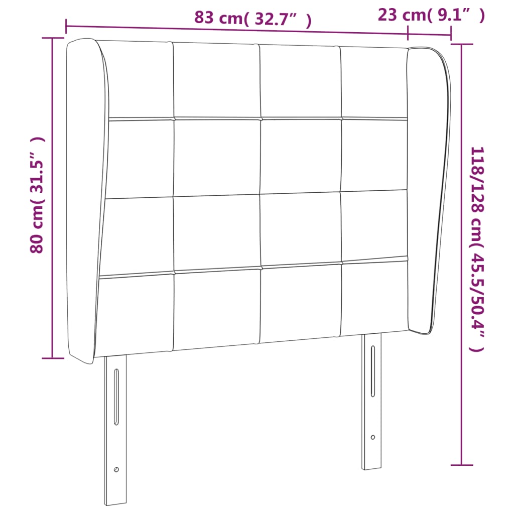 vidaXL sötétbarna szövet fejtámla szárnyakkal 83 x 23 x 118/128 cm