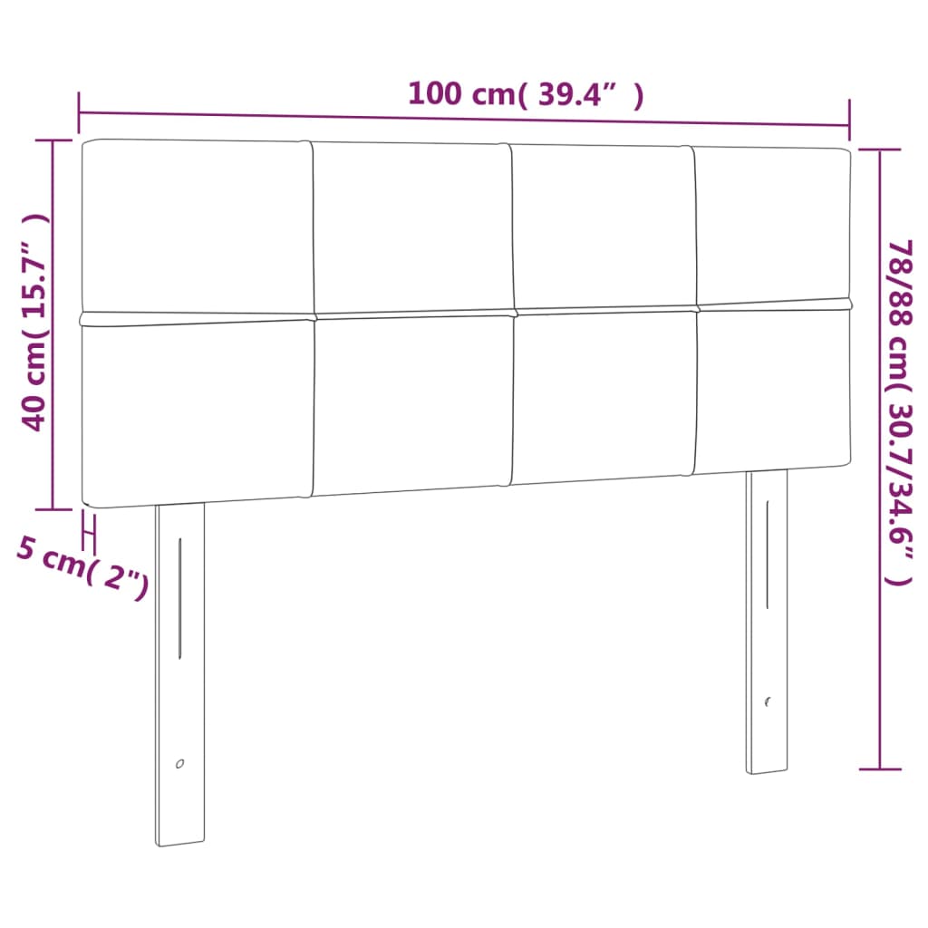 vidaXL világosszürke bársony LED-es fejtámla 100x5x78/88 cm