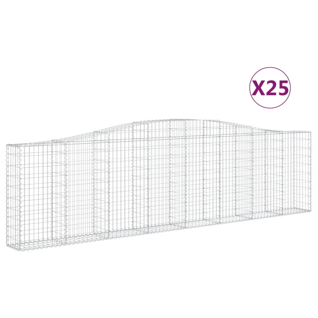 vidaXL 25 db íves horganyzott vas gabion kosár 400x30x100/120 cm