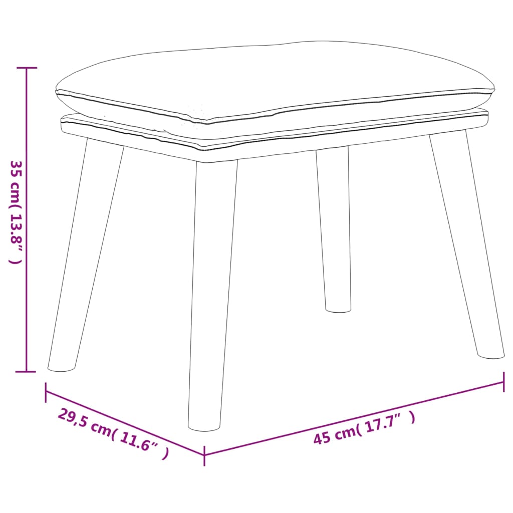 vidaXL világosszürke bársony lábzsámoly 45x29,5x35 cm