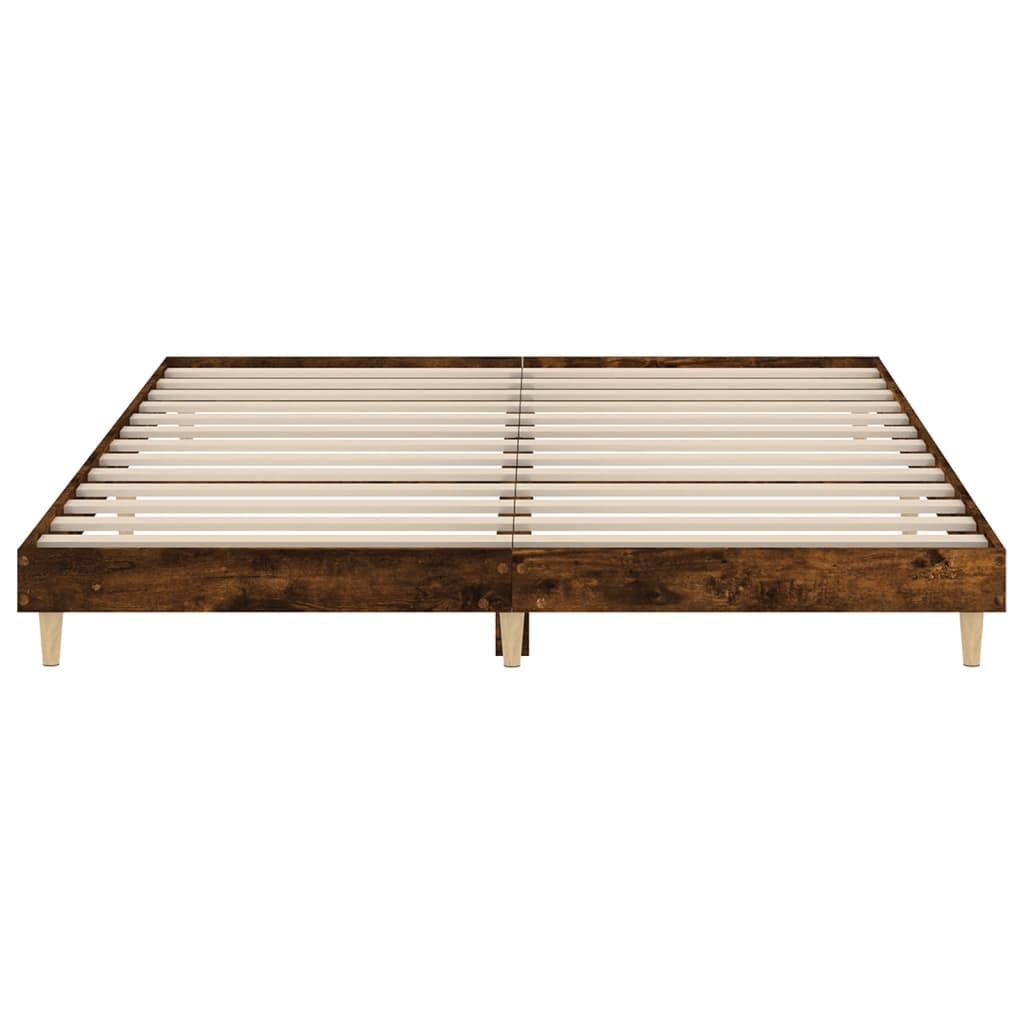 vidaXL füstös tölgyszínű szerelt fa ágykeret 200 x 200 cm