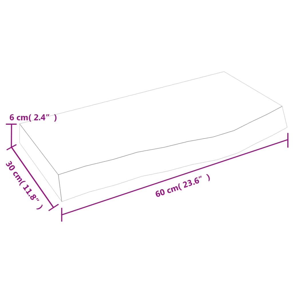 vidaXL világosbarna kezelt tömör fa fürdőszobai pult 60x30x(2-6) cm