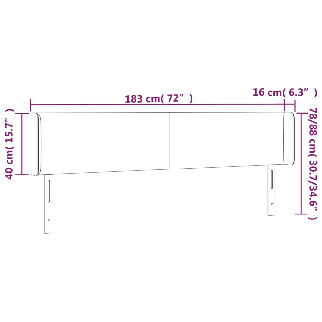 vidaXL cappuccino színű műbőr LED-es fejtámla 183x16x78/88 cm