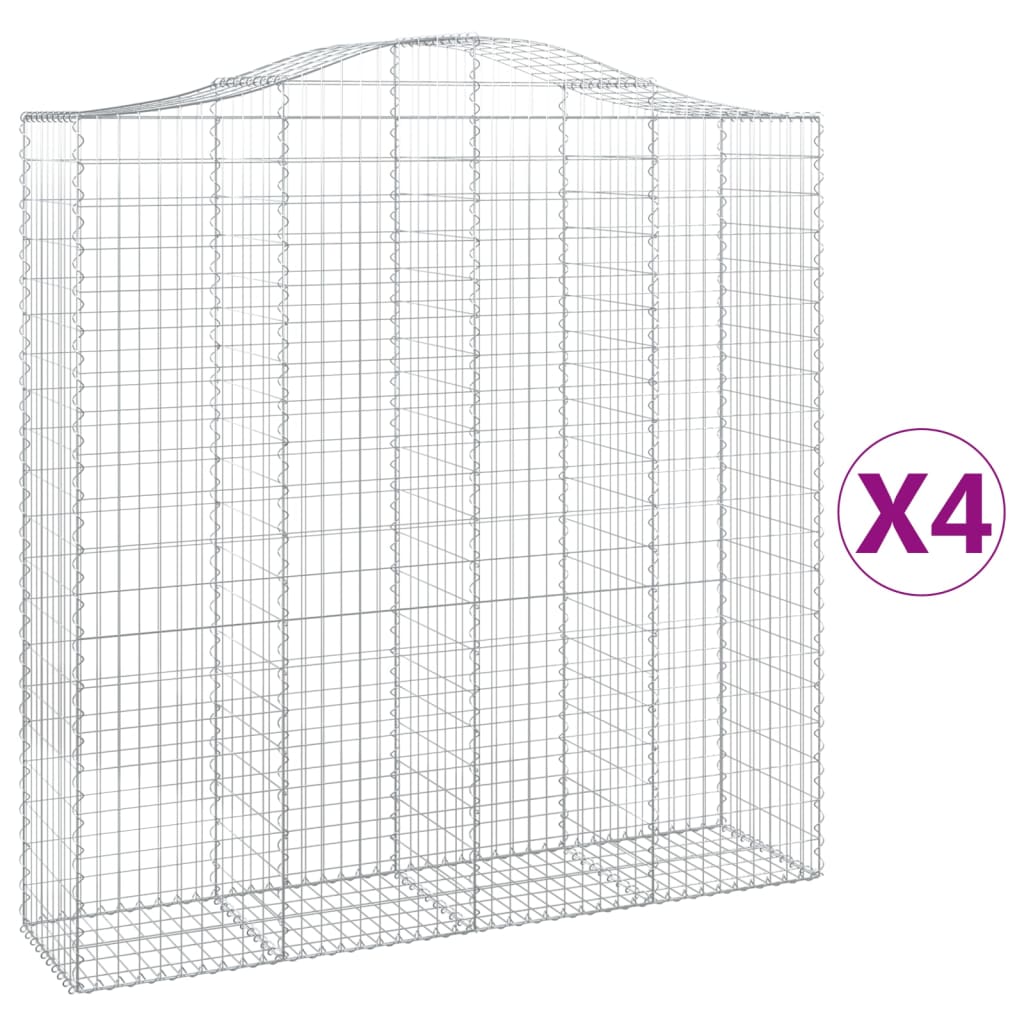 vidaXL 4 db íves horganyzott vas gabion kosár 200x50x200/220 cm