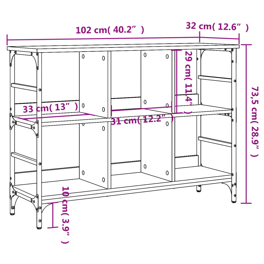 vidaXL szürke sonoma színű szerelt fa tálalószekrény 102x32x73,5 cm