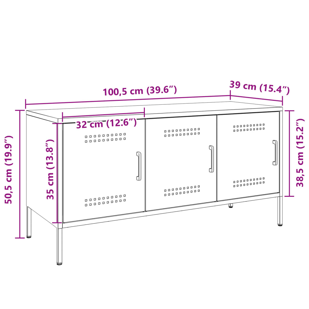 vidaXL mustársárga acél TV-szekrény 100,5 x 39 x 50,5 cm