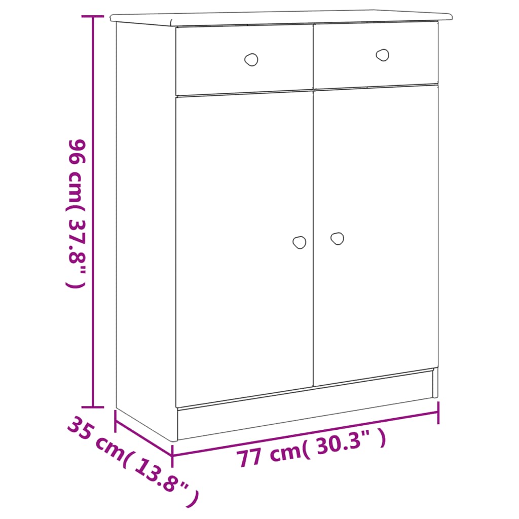 vidaXL ALTA tömör fenyőfa cipőszekrény 77 x 35 x 96 cm