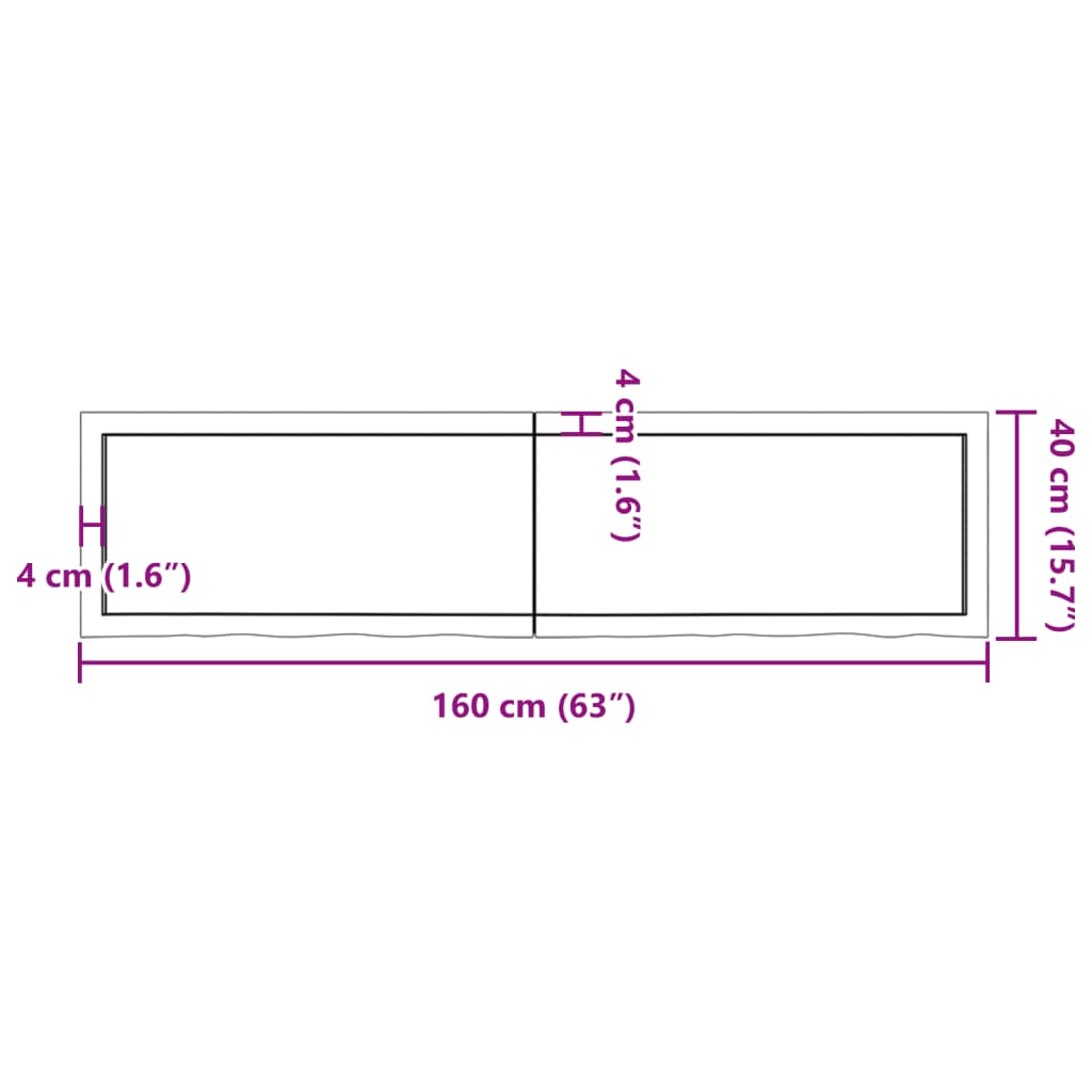 vidaXL sötétbarna kezelt tömör tölgyfa fali polc 160 x 40 x (2-4) cm